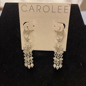 Carolee Silver Chandelier Earrings with Shimmering Stones